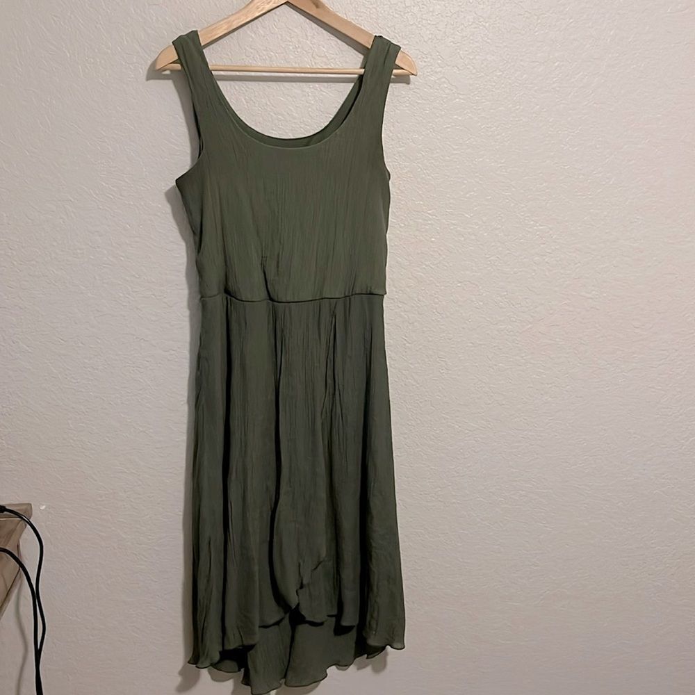 Luxology Women’s Faux Wrap Green Sleeveless Gauze Dress Size 12